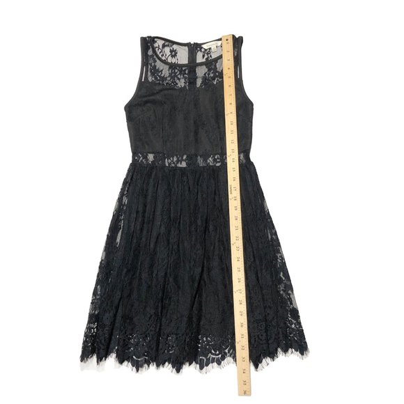 Francesca's Womens Size XS Black Sheer Lace Mesh Fit Flare Lined Dress - Picture 3 of 9